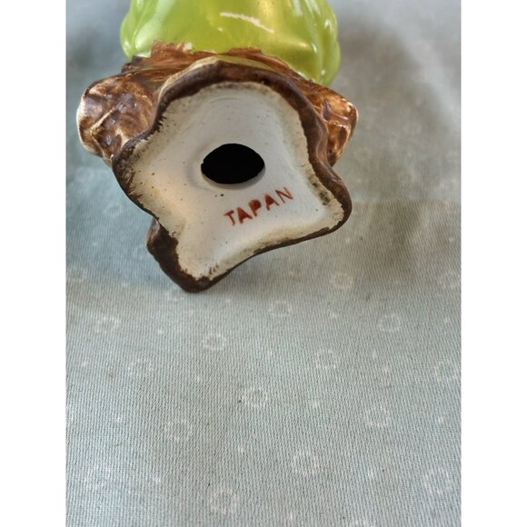 VTG Arnart Japan Budgie Bird Shaker Figurine Green w Red Bow Porcelain Collector - Picture 8 of 8